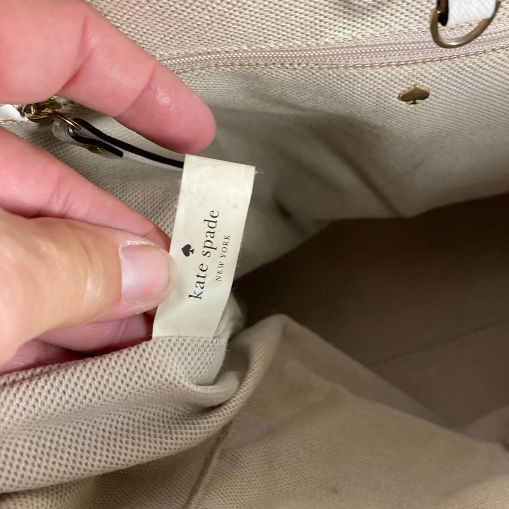 Kate Spade Beige and White Tote SHOULDERBAG Bag